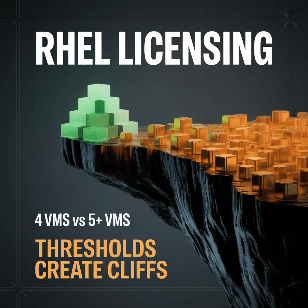 RHEL Licensing Automation — VM Thresholds to vCPU Tiers visual